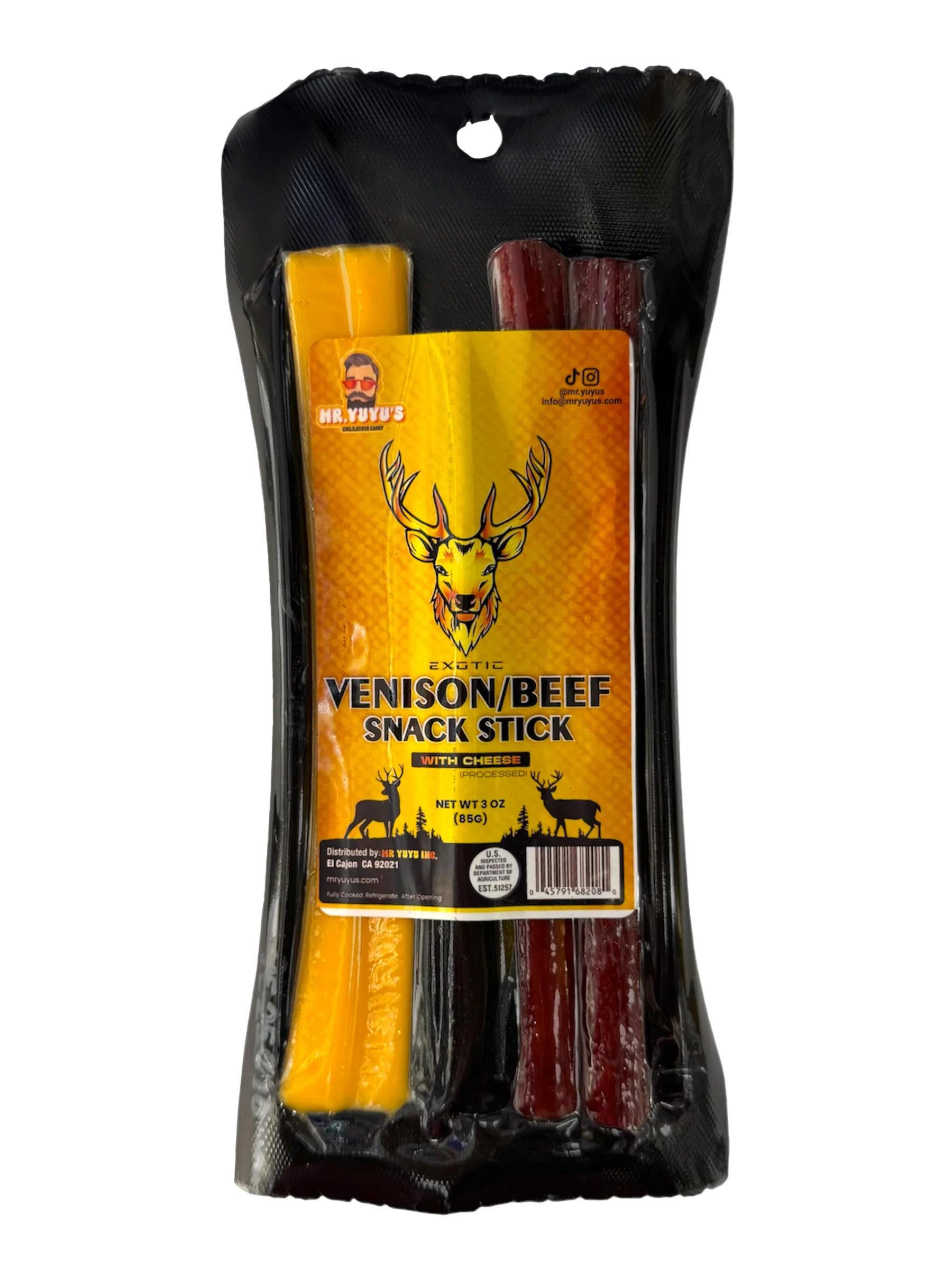 EXOTIC Venison/Beef Snack Stick with Cheese 3oz