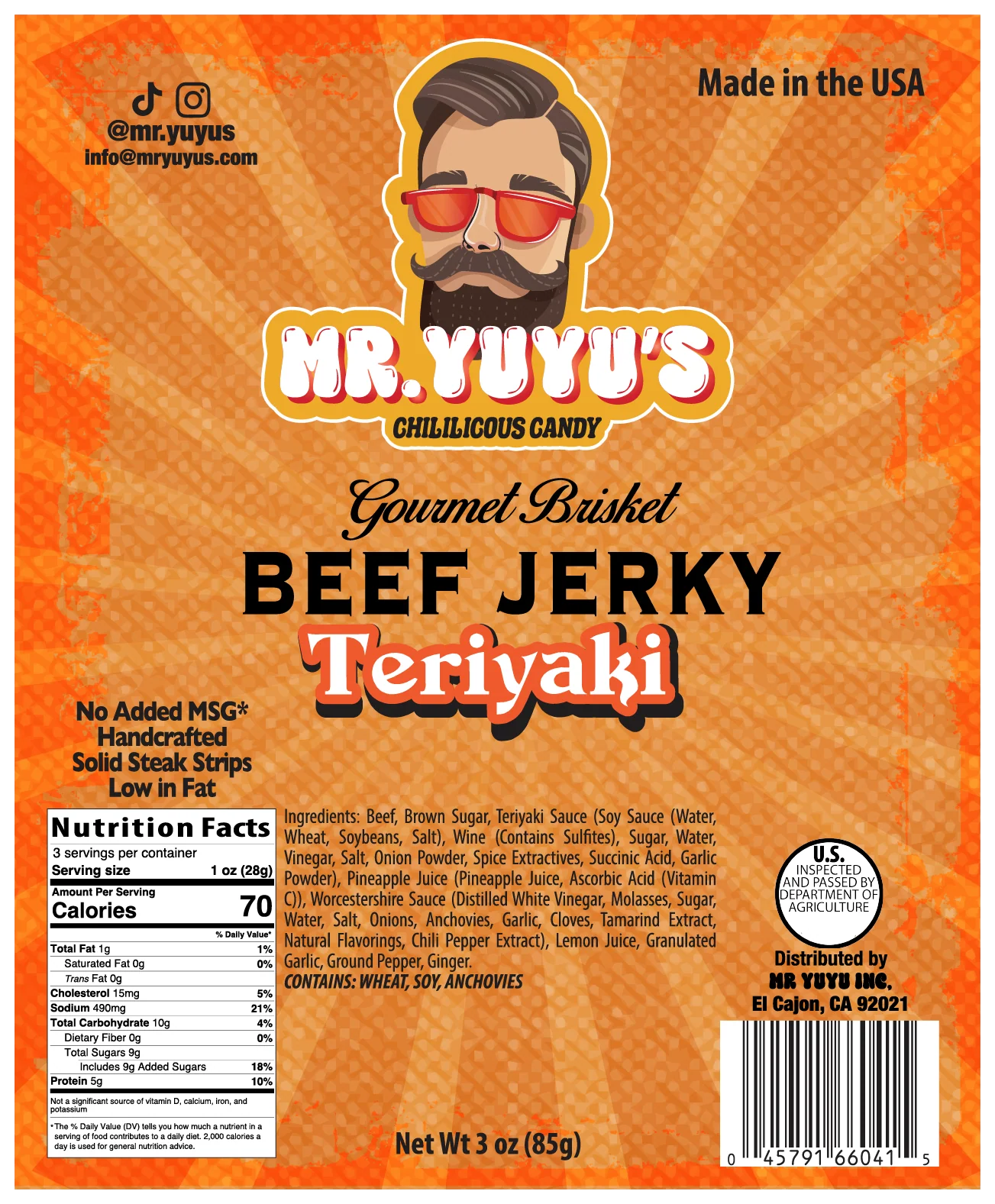 Mr. YuYu's Brisket Beef Jerky Teriyaki